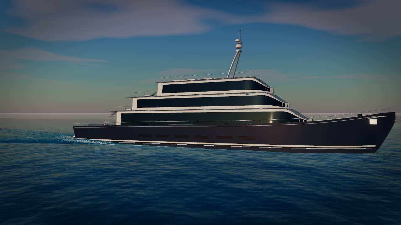 The Leviathan 70 superyacht at sea in Big Wake